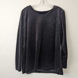 Vintage Jasmine Made in Canada Velvet Long Sleeve Top - Black, Large